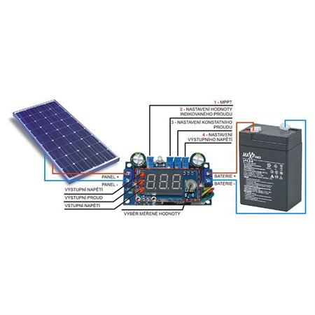 Solar regulator MPPT module with display, 6-36V 5A