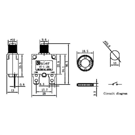 Nadproudový tepelný jistič ST-1 250VAC/5A nebo 32VDC/5A