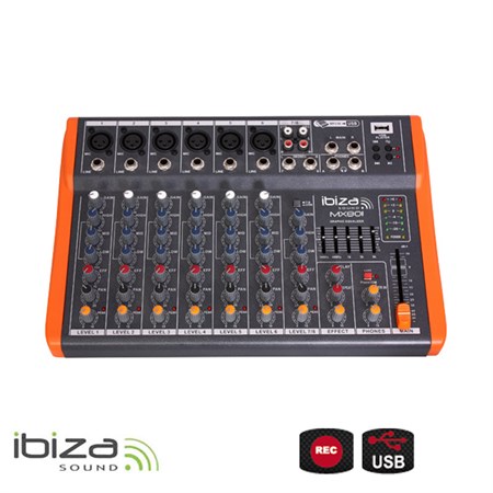 Pult mixážny IBIZA MX801 osemkanálový