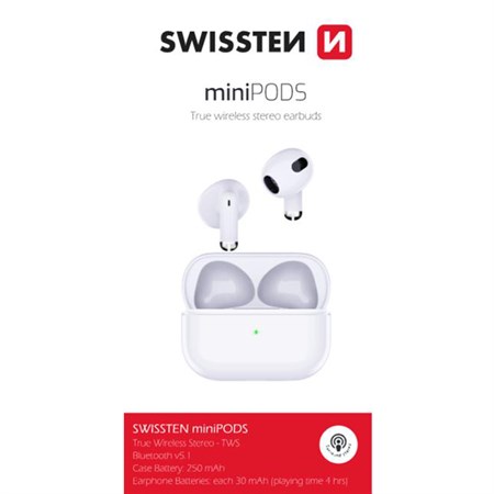 Bluetooth Headphones SWISSTEN MINIPODS WHITE 54200200