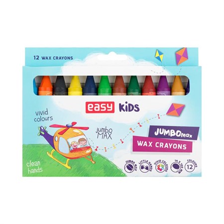 Wax crayons EASY JUMBO MAX 12 colors