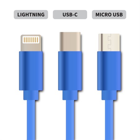 Kábel GETI GCU 03 USB 3v1 modrý samonavíjaci