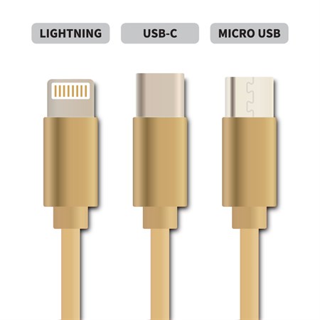 Cable GETI GCU 05 USB 3in1 gold rectractable