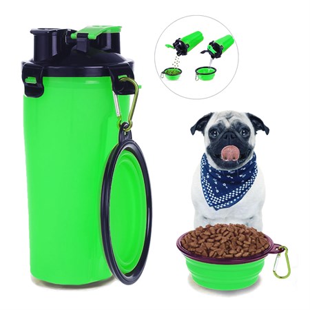 Travel water and feed bottle - green