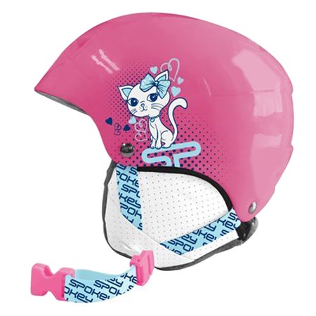Ski helmet SPOKEY AURORA kids pink with cat size S