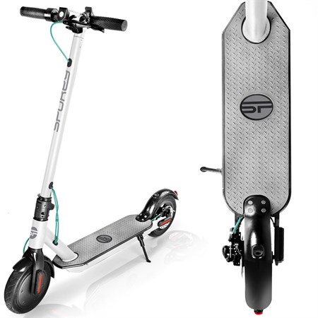 Electric scooter SPOKEY TORCH white with turquoise details, up to 100 kg
