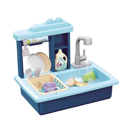 Children's sink for washing dishes TEDDIES with a water tap blue