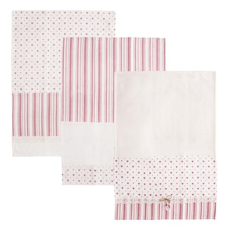 Kitchen towel set ORION Heart Gifty Pink