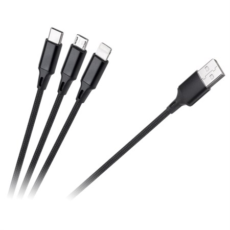 Kabel REBEL RB-6005-100-B USB 3v1 1m Black