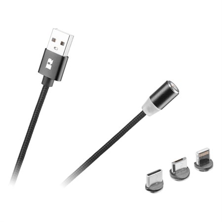 Kabel REBEL RB-6004-100-B USB 3v1 1m Black
