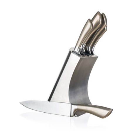 Knife set BANQUET Metallic Platinum 5pcs + stainless steel block