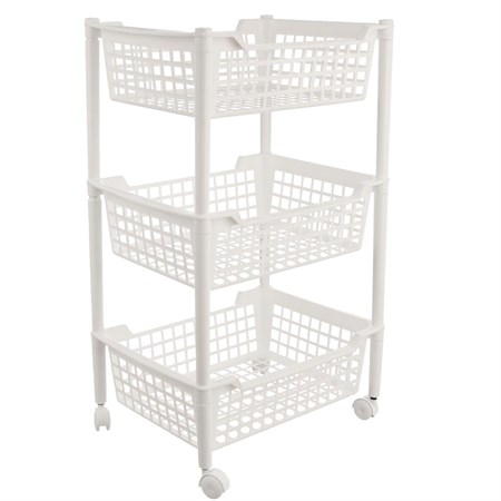 Shelf with wheels ORION 3 floors White 40x30x66cm