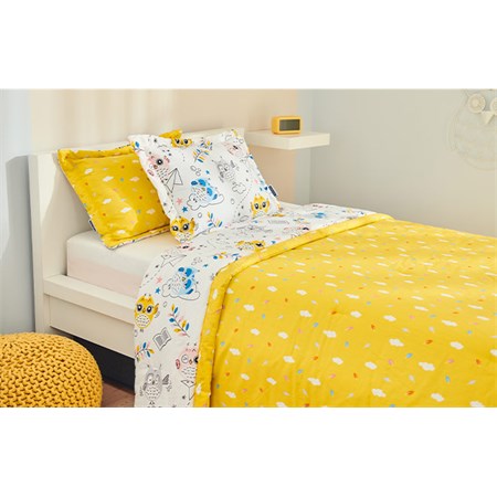 Blanket DORMEO OWLS yellow 200x200cm