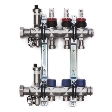 Stainless steel manifold with automatic deaeration - 3 way