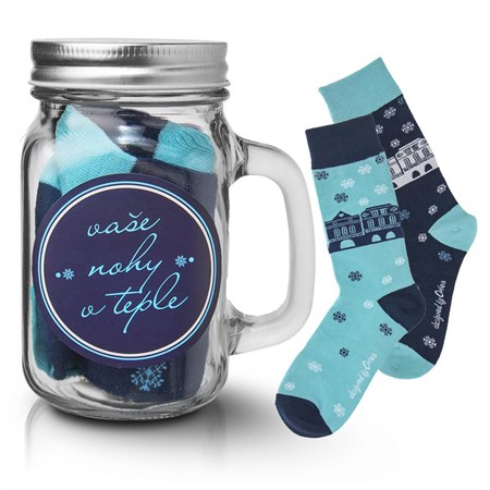 Gift glass with socks ORION Houses 0,45l
