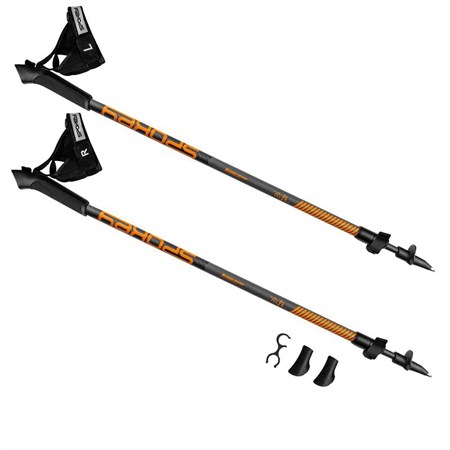Trekking poles SPOKEY RIFT 1 pair with accessories gray-orange