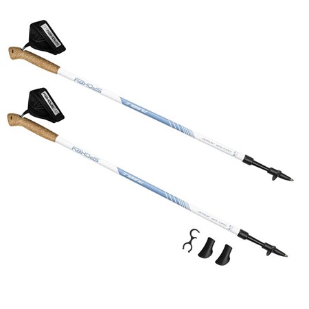 Trekking poles SPOKEY RUBBLE 1 pair with accessories white-blue