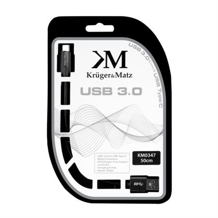 Cable KRUGER & MATZ KM0347 USB/USB-C 0,5m Black