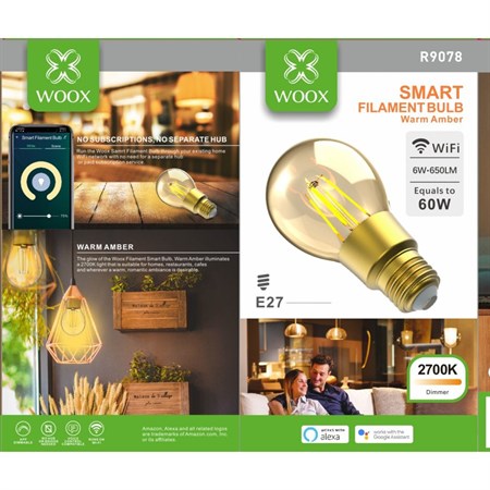 Smart LED žárovka E27 6W teplá bílá WOOX R9078 WiFi Tuya