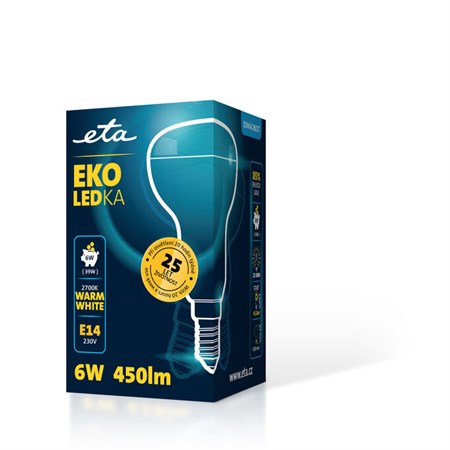 Žiarovka LED E14 6W teplá biela ETA ETAR50W6WW