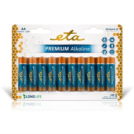 Battery AA (LR6) alkaline ETA ETAR06PREM10 10pcs / blister