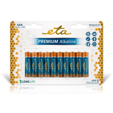 Baterie AAA (LR03) alkalická ETA ETAR03PREM10 10ks / blistr