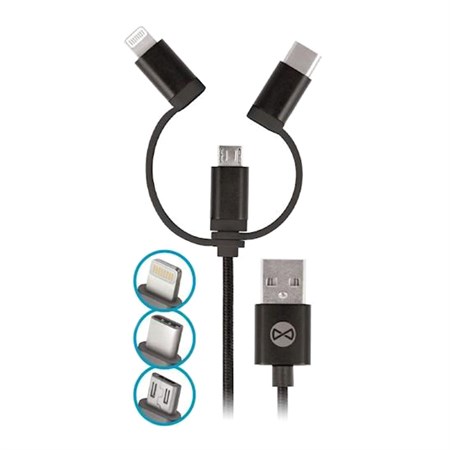Cable FOREVER USB 3in1 1m Black