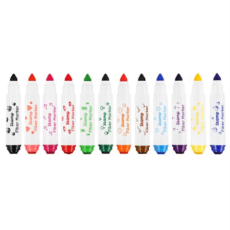 Fixy s pečiatkou EASY Stamp Jumbo obojstranné 12 farieb