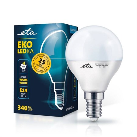Žárovka LED E14 4W teplá bílá ETA ETAP45W4WW01