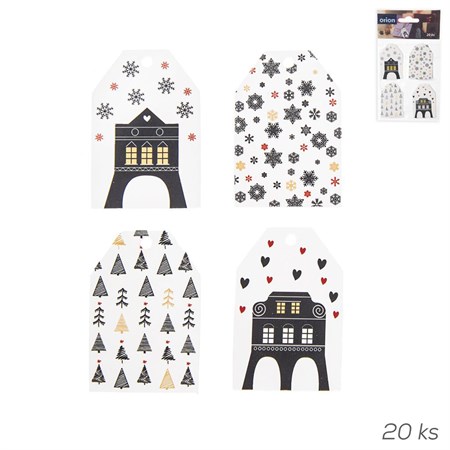 Gift tags ORION Christmas houses 20 pcs White