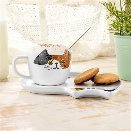 Hrnček s tanierikom GADGET MASTER Cat Cup and Saucer Set