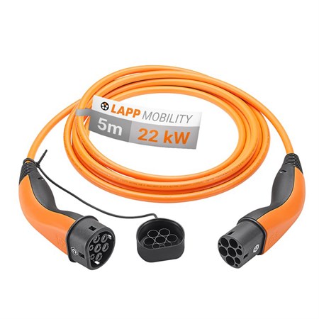 Charging cable LAPP 61789 type 2 22kW 32A 3 phase 5m for electric car