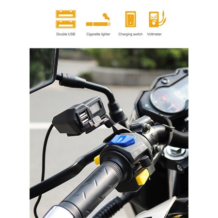 USB nabíječka STU 34702 s voltmetrem na motocykl