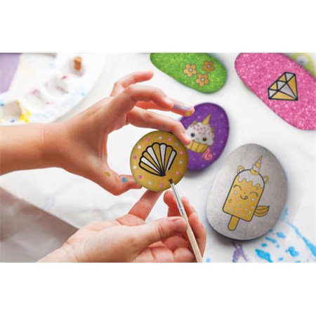 Detská kreatívna hra TEDDIES Maľovanie na kamene - Trblietavý jednorožec