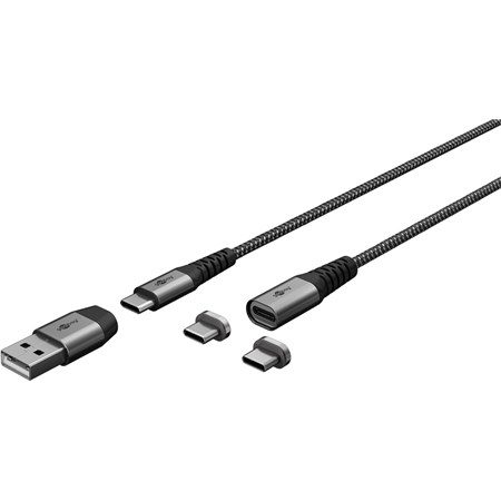 Cable GOOBAY 65653 USB 2in1 magnetic 1m Black