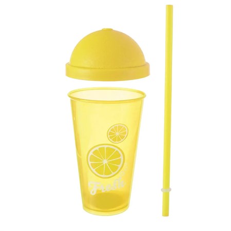 Cup with lid and straw ORION Fresh lemon 0.5l