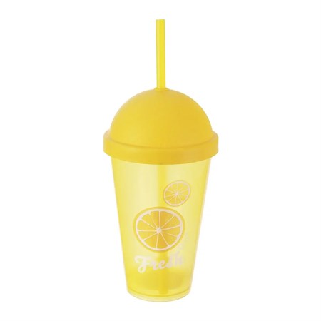 Cup with lid and straw ORION Fresh lemon 0.5l