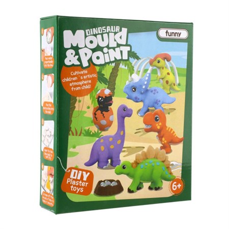 Children's creative game TEDDIES Making and painting a plaster dinosaur