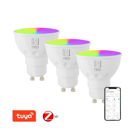 Smart LED žárovka GU10 4,8W RGB+CCT IMMAX NEO 07777C ZigBee Tuya sada 3ks