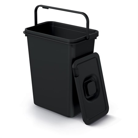 Trash can SYSTEMA BASIC FLAP black with lid 10l