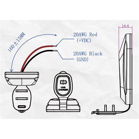 USB charger STU 34710.1 for surface mounting