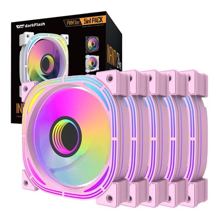 Sada PC ventilátorů DARKFLASH INF24 ARGB 5v1 Pink