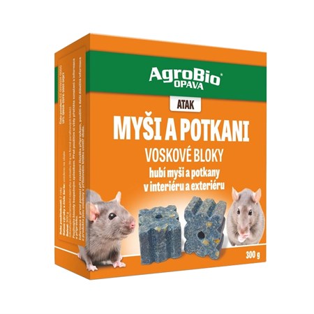 Nástraha proti myším a potkanům AGROBIO Atak - voskové bloky 300g