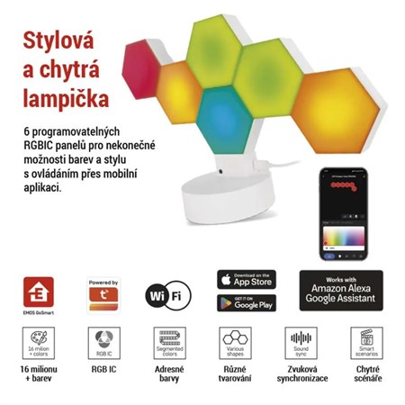 Smart table lamp EMOS ZIW426R Hexagon WiFi Tuya