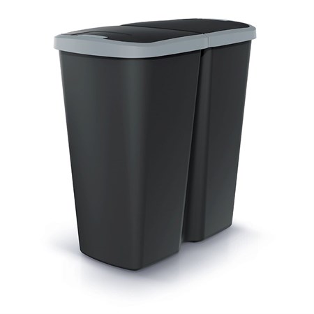 Waste bin COMPACTA Q DUO black with light gray lid 45l