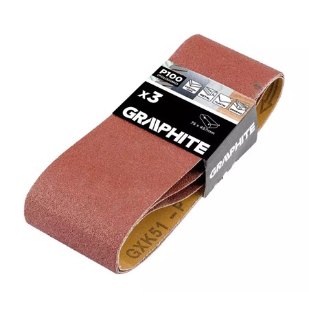 Sanding cloth endless belt 75x457mm P100 GRAPHITE 58T363 3pcs