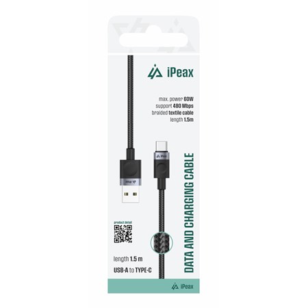 Cable iPEAX 90010108 USB/USB-C 1,5m Black