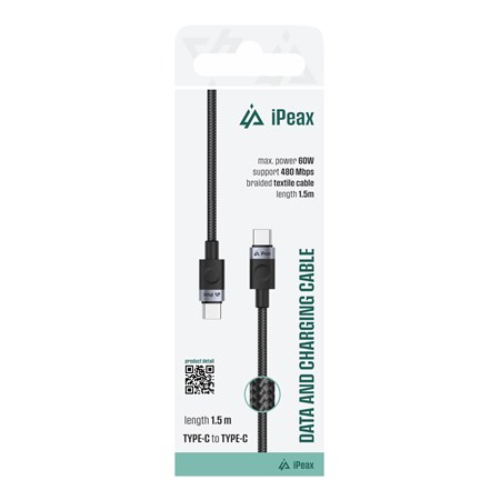 Kabel iPEAX 90010105 USB-C/USB-C 1,5m Black