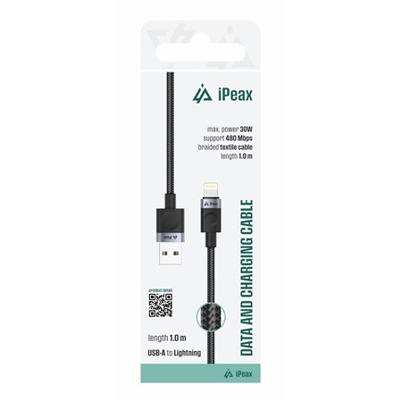 Cable iPEAX 90010104 USB/Lightning 1m Black