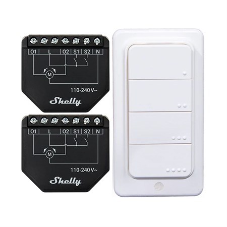 Set of 2 Blind/curtain WiFi controllers SHELLY Shutter + BLU RC Button 4